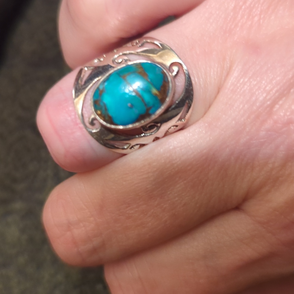 Turquoise sterling silver 925 Ring, size 7 - Picture 3 of 9